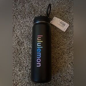 Lululemon Black Water Bottle Rainbow Logo